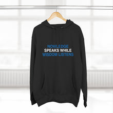 Knowledge Speaks Fleece Hoodie | Cozy Wisdom Apparel, Gift for Students, Motivational Wear, Thoughtful Hoodie, Casual Style