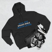 Knowledge Speaks Fleece Hoodie | Cozy Wisdom Apparel, Gift for Students, Motivational Wear, Thoughtful Hoodie, Casual Style